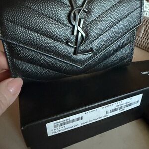 Saint Laurent YSL Chevron Quilted Wallet